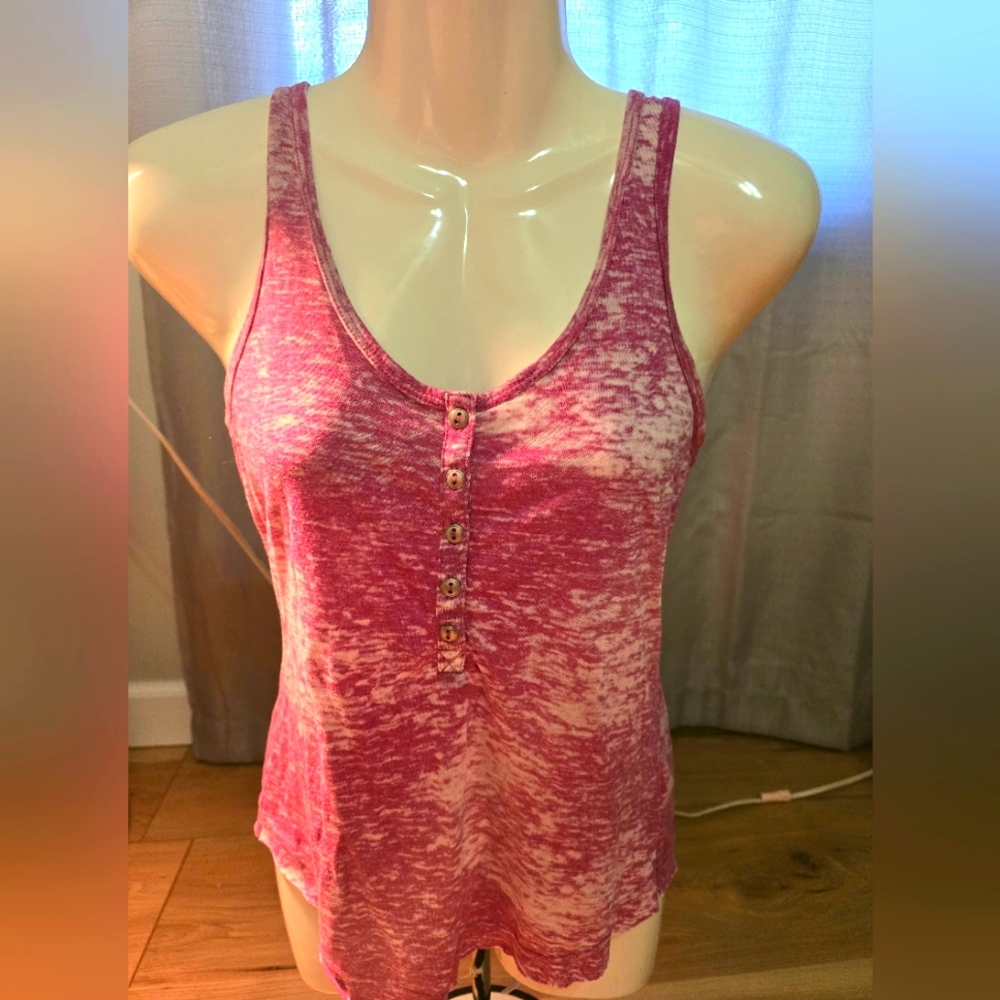 Decree Pink Burnout Button Front Racerback Tank 💖